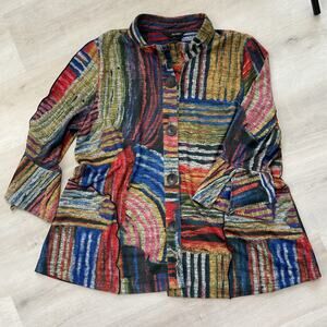 Ali Miles Multicolor Patchwork Lagenlook style Tunic XL Boho
